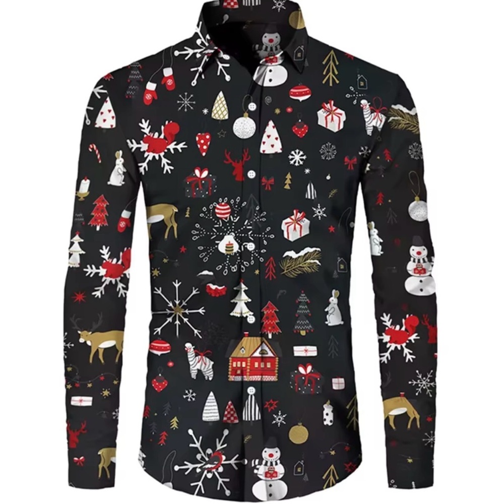 Christmas print Dress shirt